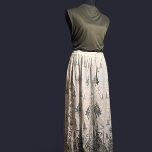 Bohemian White Embroidered Maxi Skirt - White